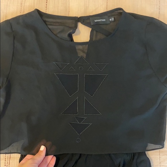 Black romper with mesh top - Picture 3 of 5